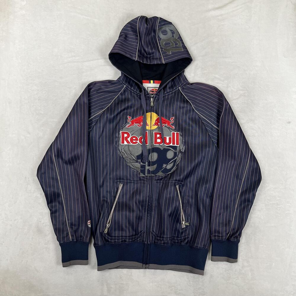 Fox Racing Red Bull Travis Pastrana Hoodie Mens Large Blue Full Zip Fleece 199